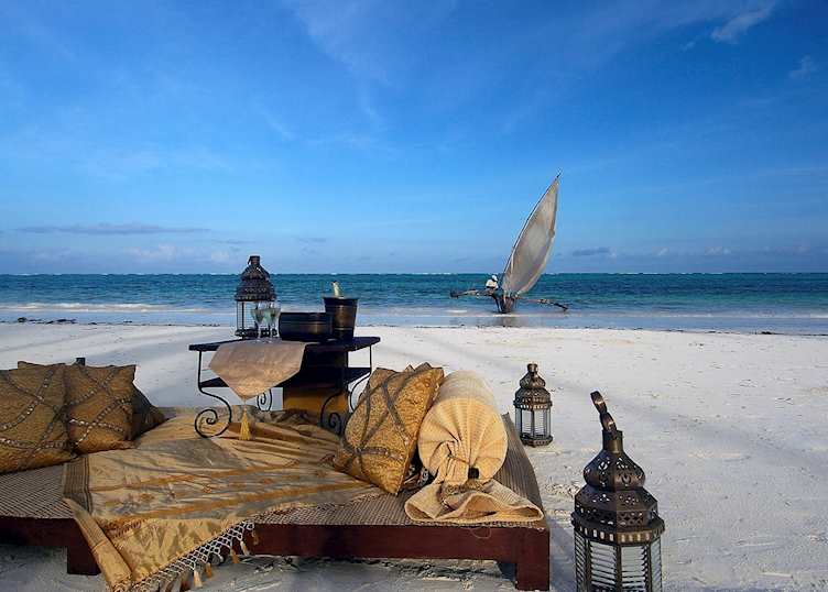 Relaxing on the beach at The Palms, Zanzibar Island
