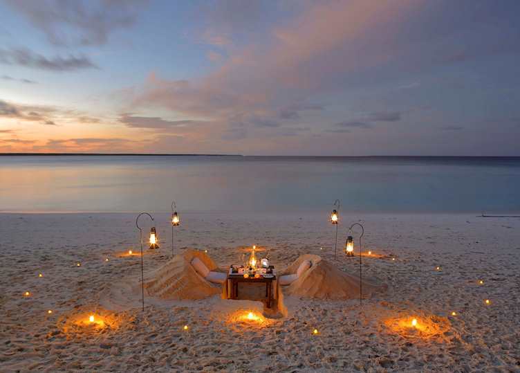 Private beach dining, Mnemba Island Lodge, Tanzania