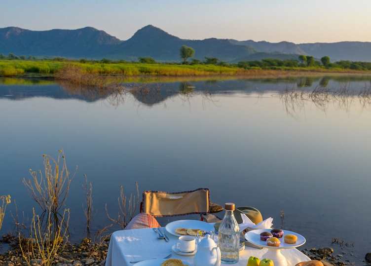 Sundowner by the lake at Sariska