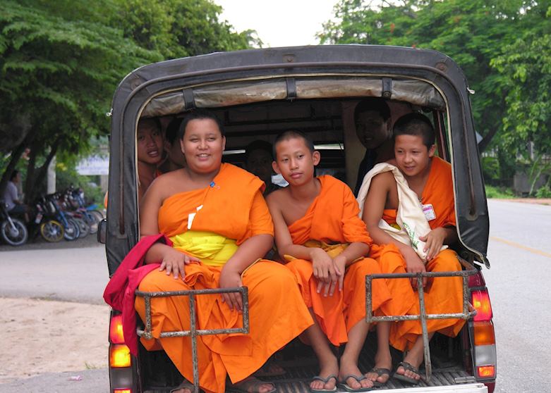 Young Monks travelling by Songtheaw, Chiang Mai Young Monks travelling by Songtheaw, Chiang Mai