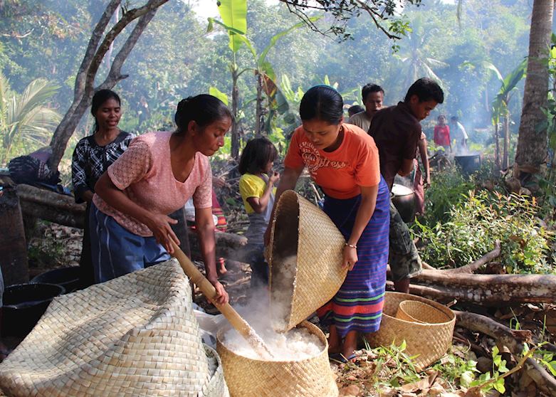 Preparation of Village Feast at a New House Ceremony in Western Sumba Preparation of Village Feast at a New House Ceremony in Western Sumba