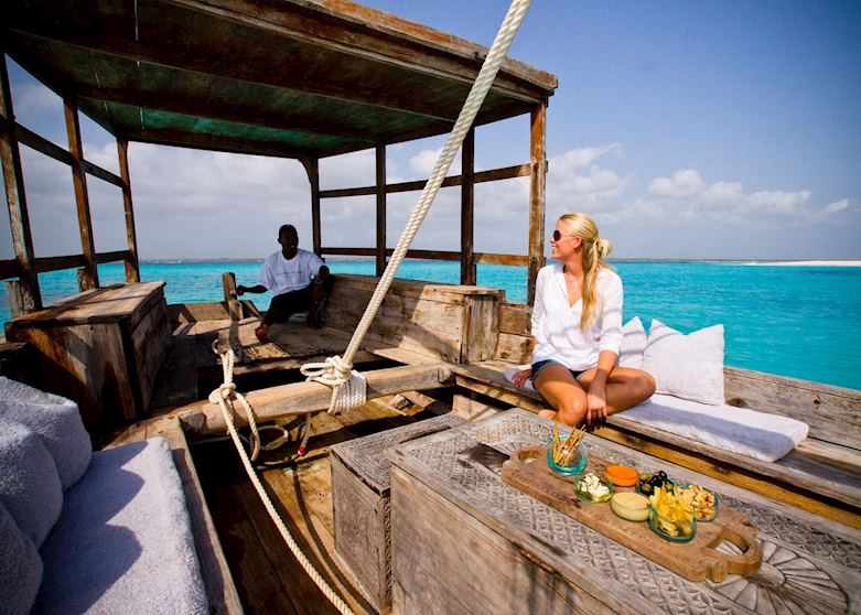 Dhow sailing off Mnemba Island Dhow sailing off Mnemba Island