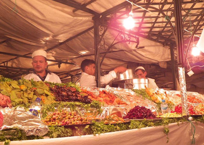 Food stalls, Marrakesh, Morocco Food stalls, Marrakesh, Morocco