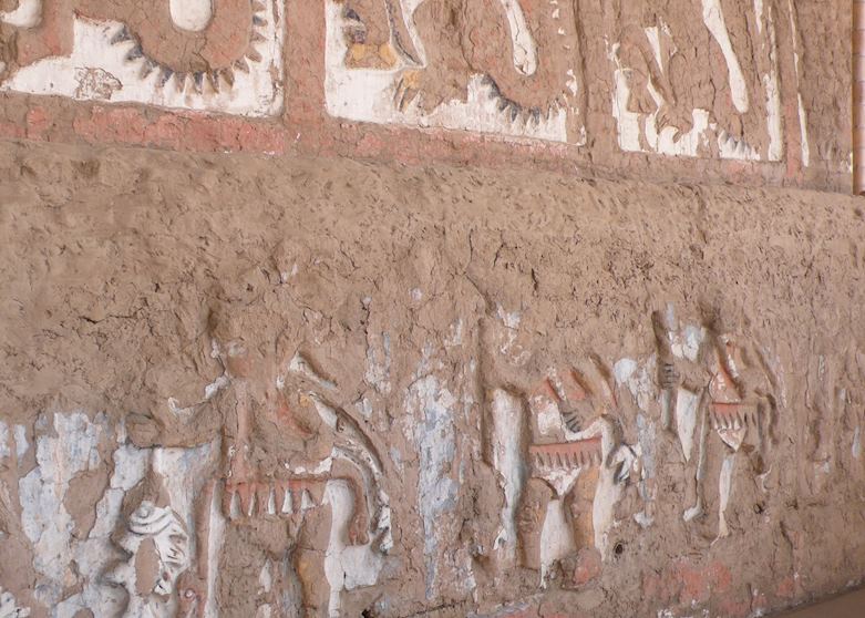 Intricate carvings inside the Huaca de la Luna Intricate carvings inside the Huaca de la Luna