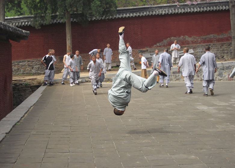 Young monks practising their moves, Shaolin Young monks practising their moves, Shaolin