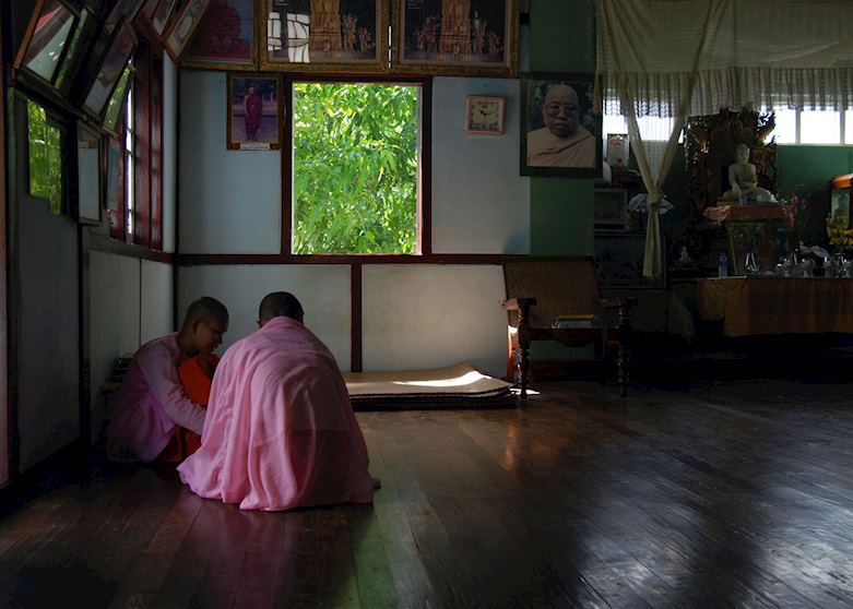 Sagaing is home to over 10,000 practicing monks and nuns, Burma (Myanmar) Sagaing is home to over 10,000 practicing monks and nuns, Burma (Myanmar)