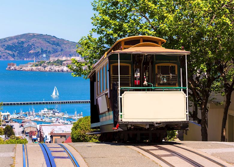 A cable car in San Francisco A cable car in San Francisco