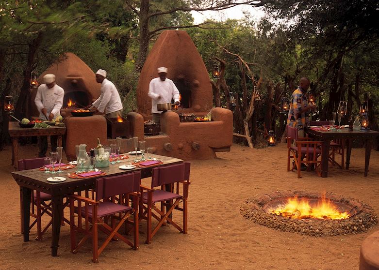 Dinner at the Grumeti River Camp
