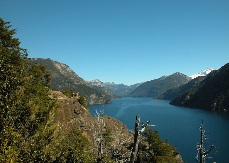 View of Brazo Tristeza (Lake Nahuel Huapi), with Mt. Tronador in the distance