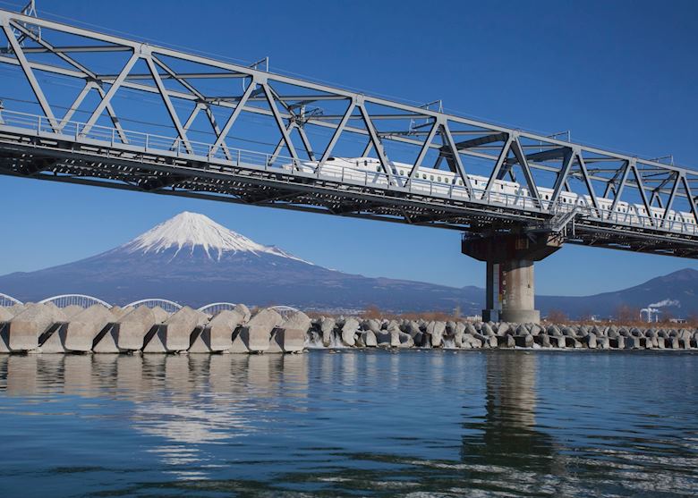 'Shinkansen' bullet train and Mount Fuji 'Shinkansen' bullet train and Mount Fuji