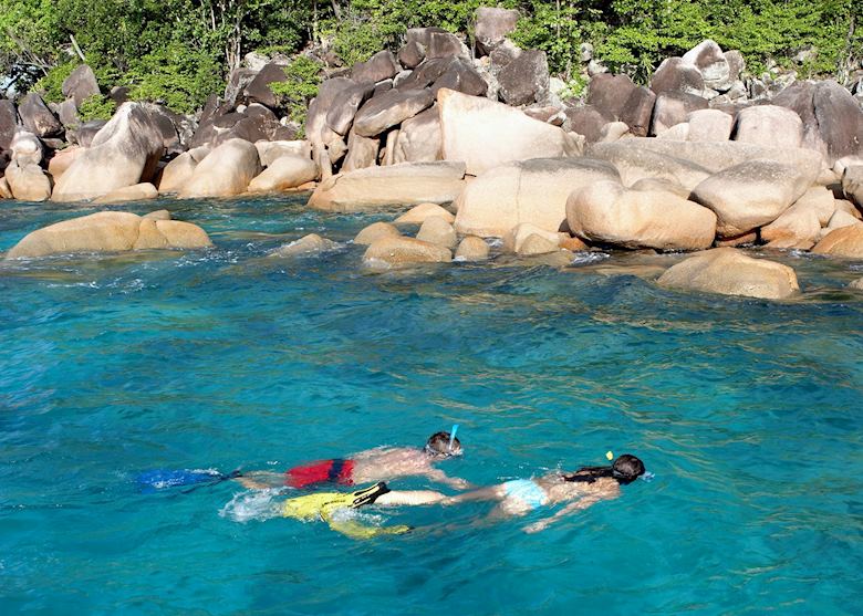 Snorkelling around the rocks at La Reserve Snorkelling around the rocks at La Reserve