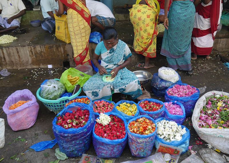 Flower market seller