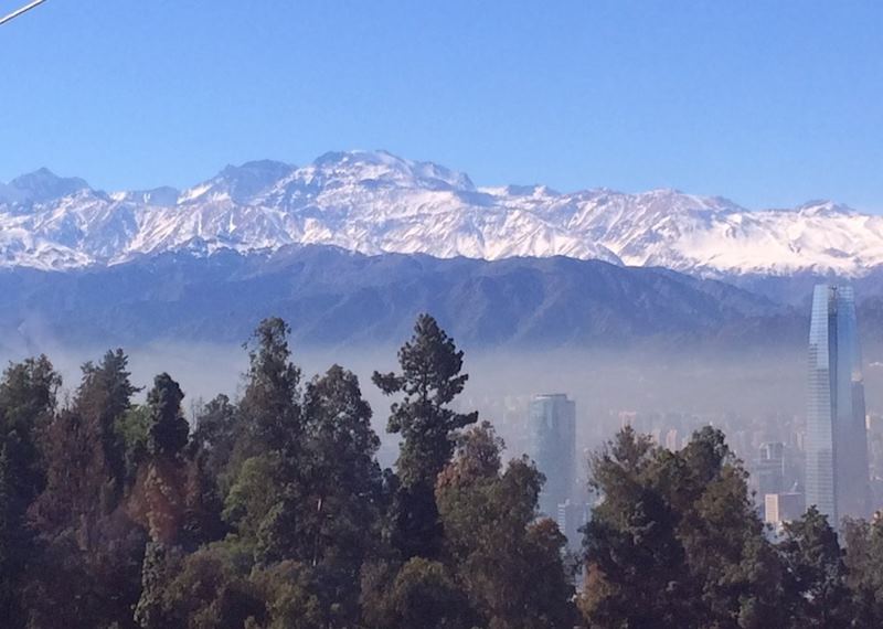 View of Andes Mountains from Cerro San Cristobal - Santiago