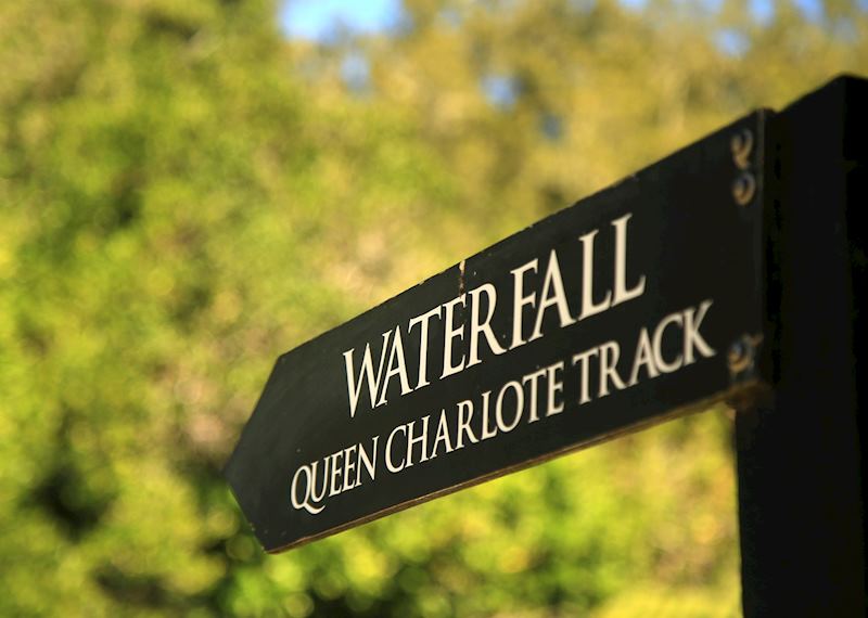 Furneaux Lodge Waterfall Sign