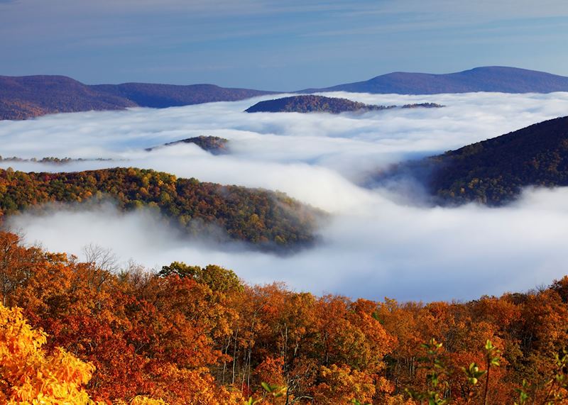 Mist amid the hills of Shenandoah National Park
