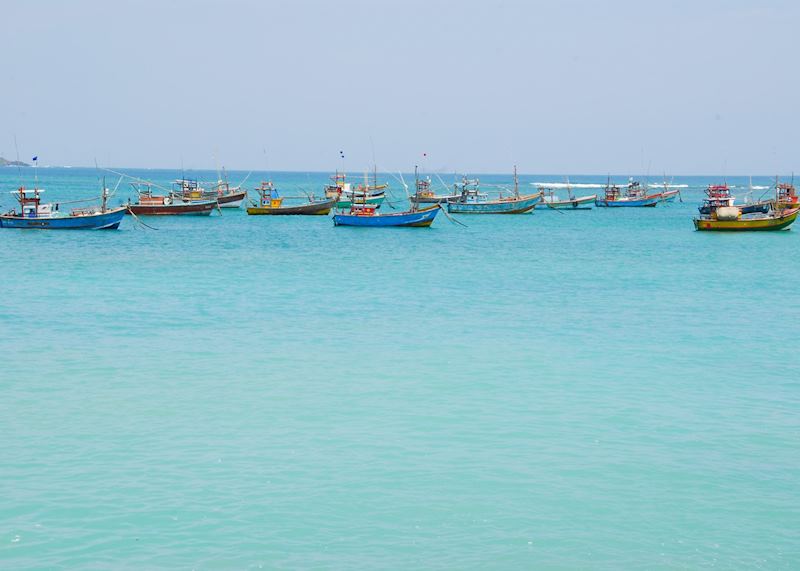 Fishing boats off the coast of Galle