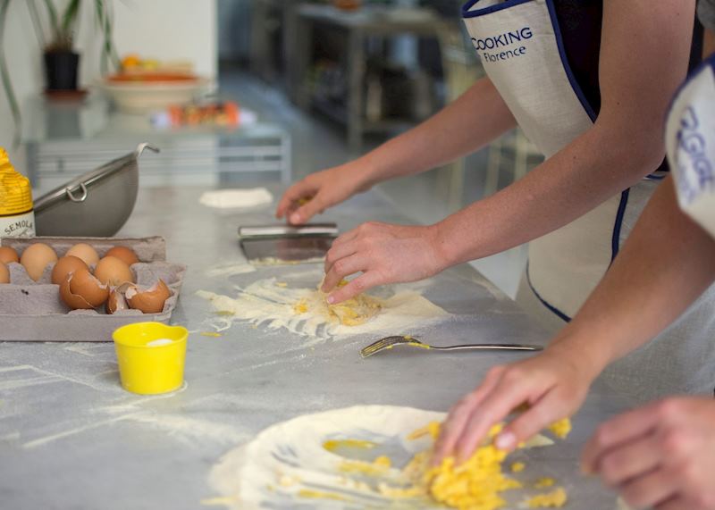 Making pasta at the Florentine cooking class