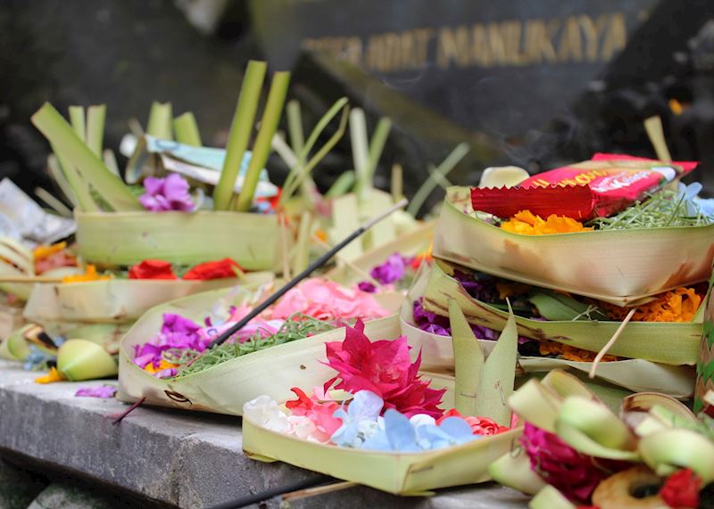 Offerings at a local temple in Bali