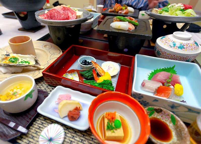 Kaiseki evening meal at a ryokan