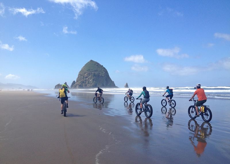 Fat bike adventures at Haystack Rock in Cannon Beach
