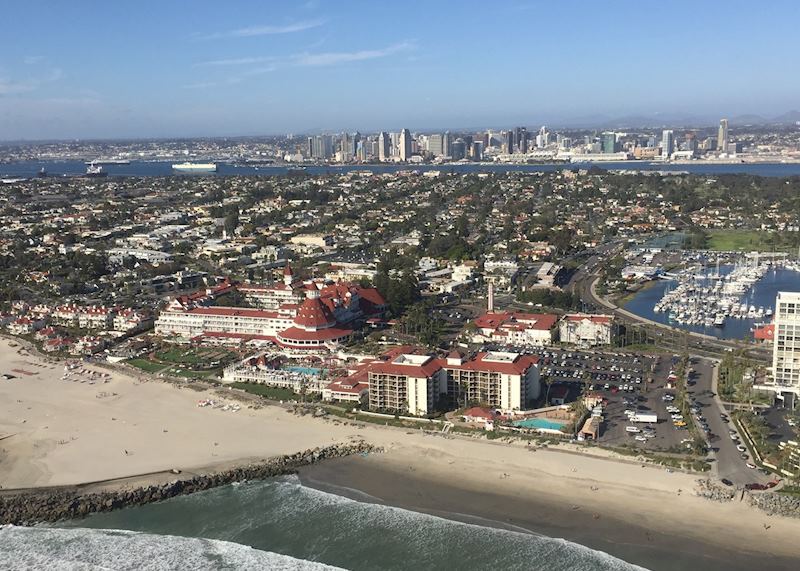 Aerial shot of the Hotel del Coronado