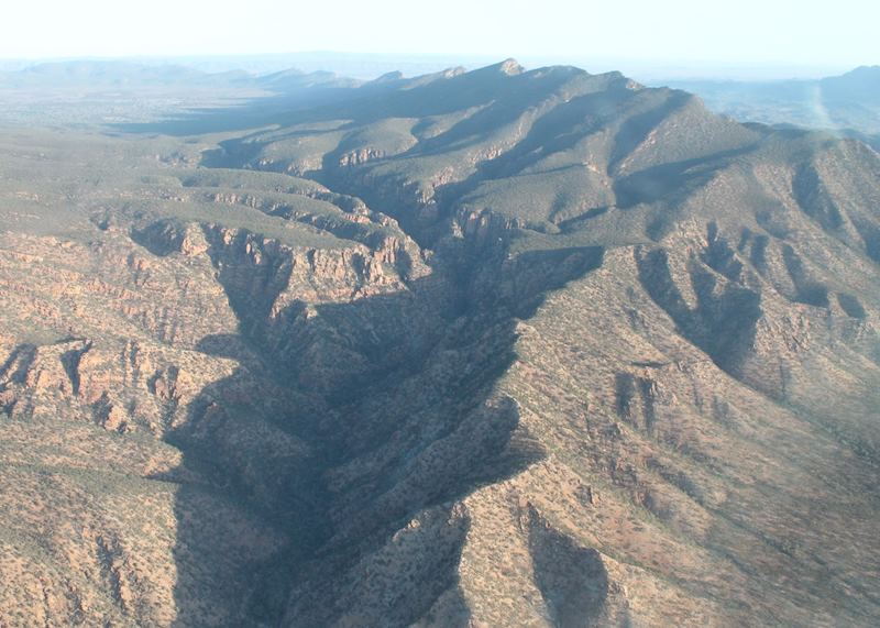 Aerial view of Flinders Ranges from scenic flight at Rawnsley Park 