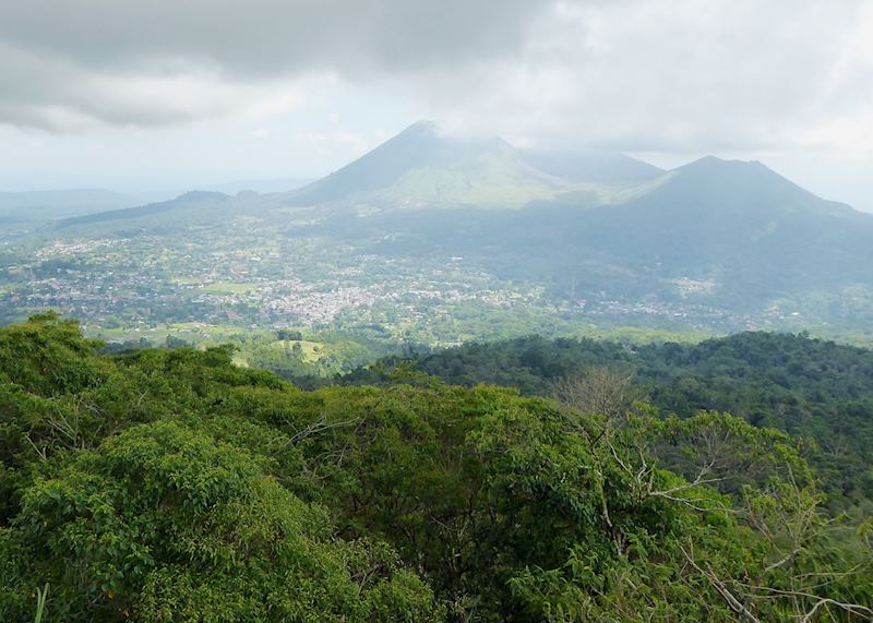 View of Tomohon & twin volcanoes from Mount Mahuwahu