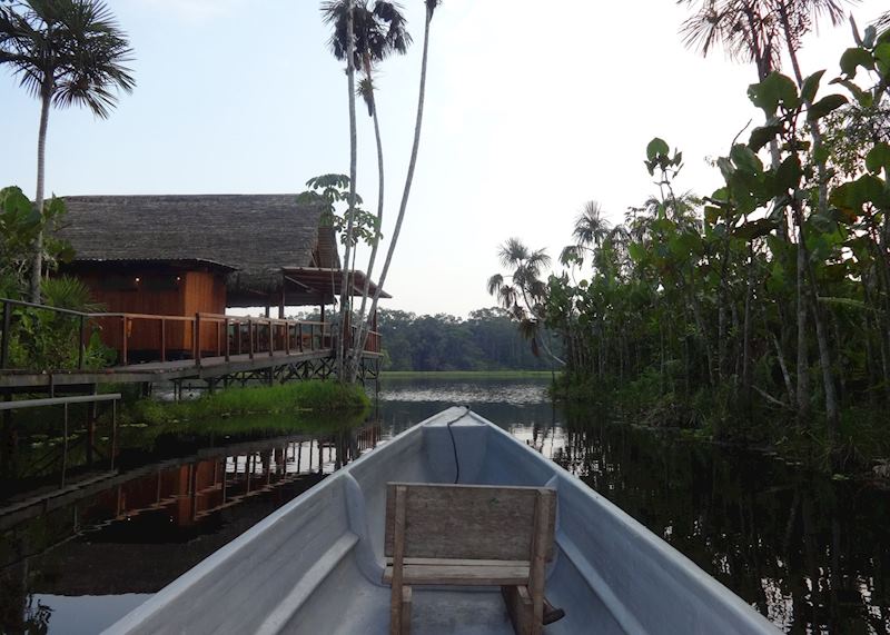 Departing Sacha Lodge by Paddle Canoe