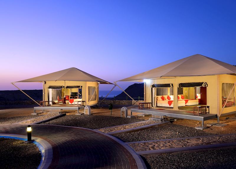 Luxury eco tent at Carapace Lodge, Ras Al Jinz