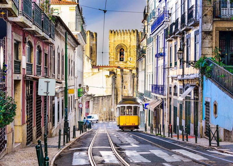 Tram and cityscape, Lisbon 