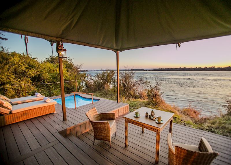 Private plunge pool with river views at Old Drift Lodge