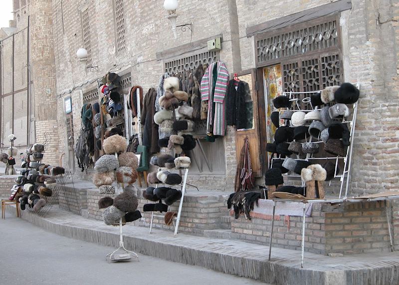 Shapka hats for sale, Bukhara