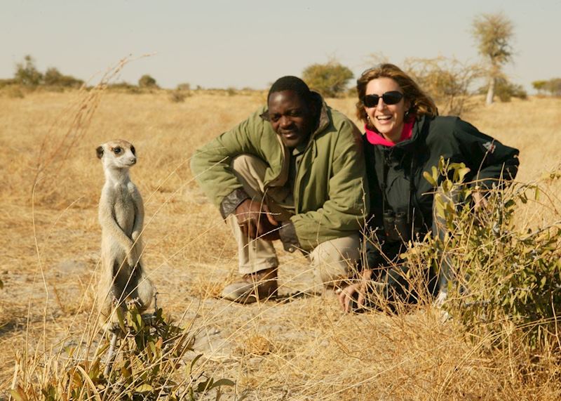 Watching meerkats in the Makgadikgadi Pans