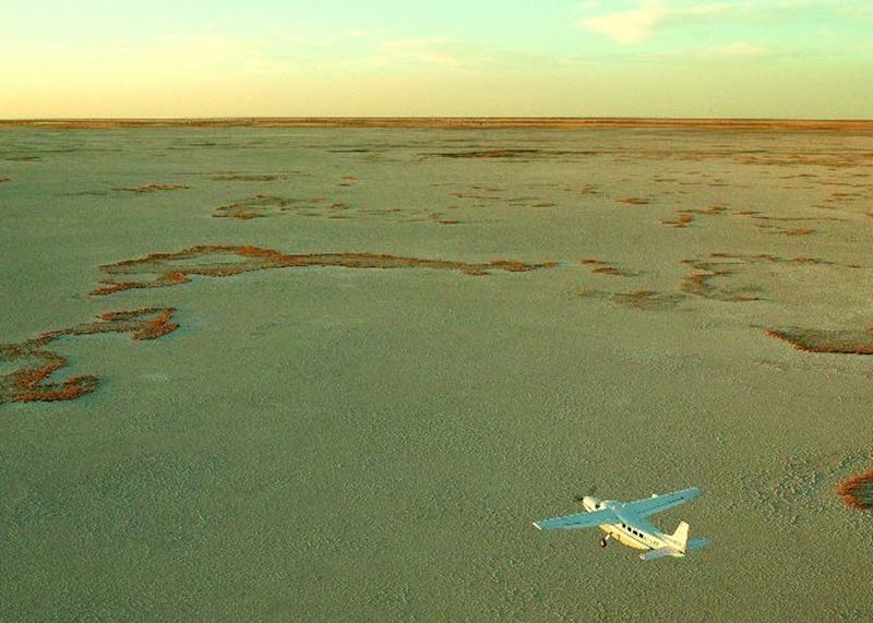 Flying over the Makgadikgadi Pans