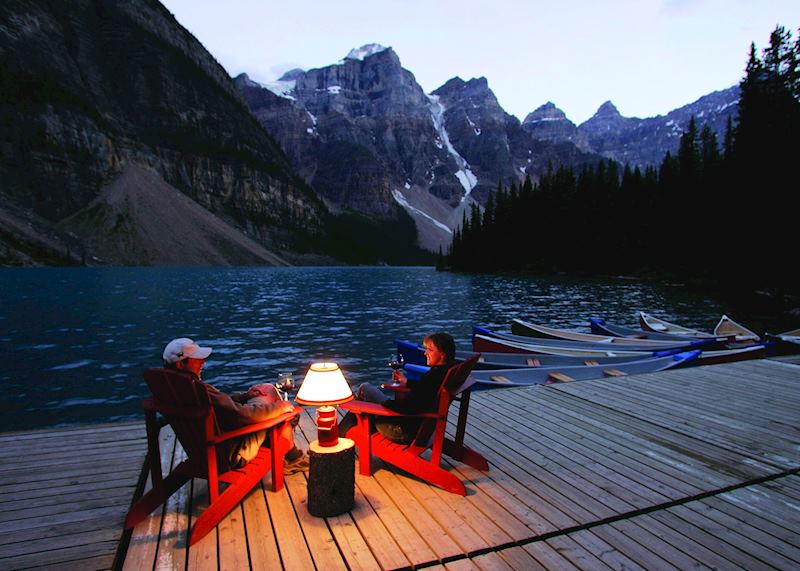 Twilight on Moraine Lake Lodge, Moraine Lake