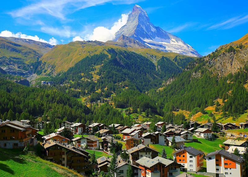 The Matterhorn towers over Zermatt