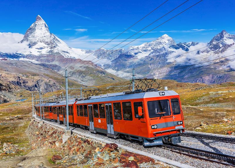 Cog train on the Gornergrat Glacier, Zermatt