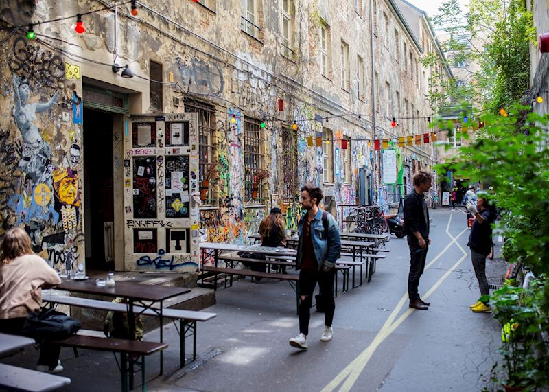Street art cafe in East Berlin's Hackescher Markt