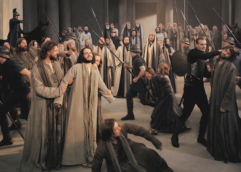 Expulsion of the traders from the temple in the Passion Play