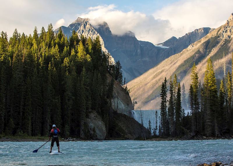 Paddleboarding near Wapta Falls, Yoho
