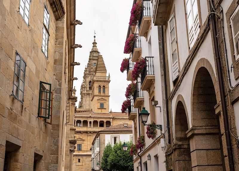 Pedestrian street, Santiago de Compostela, Galicia, Spain