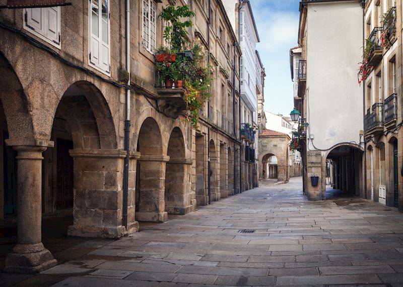 Pedestrian street, Santiago de Compostela, Galicia, Spain
