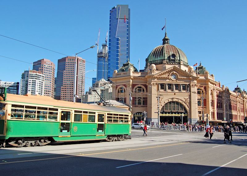 Tram at Flinders Street Station, Melbourne