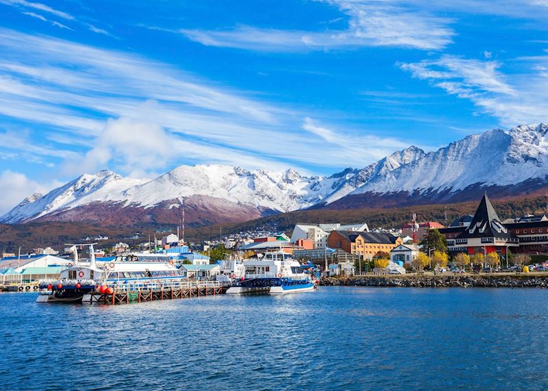 Boats moored in Ushuaia Harbour