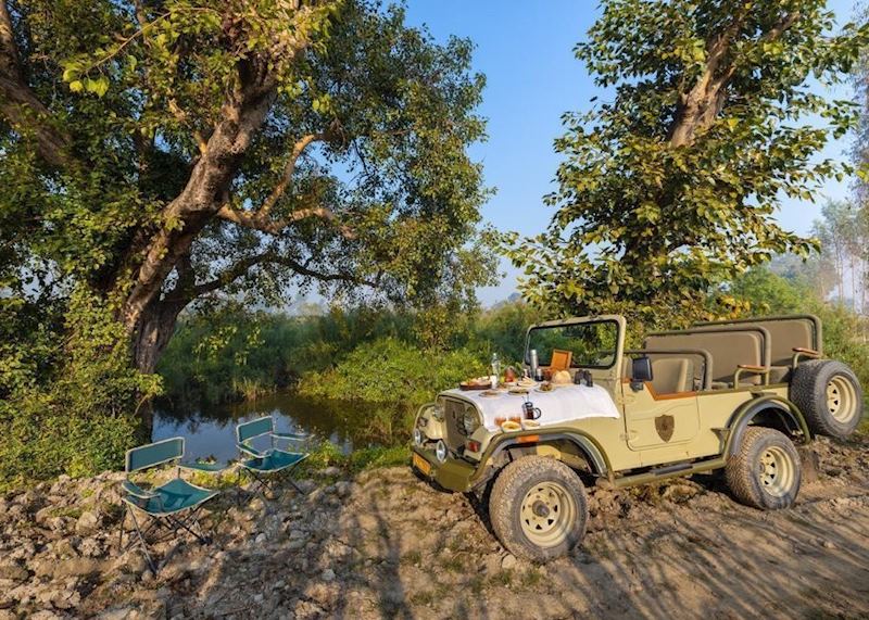 Breakfast arrangements whilst on safari at Dudhwa