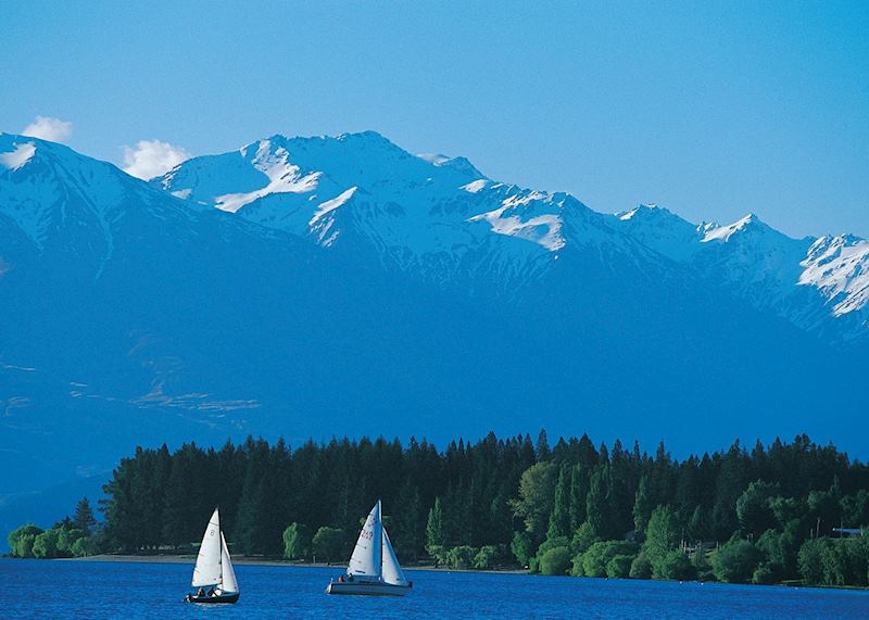 Boating on Lake Wanaka, New Zealand