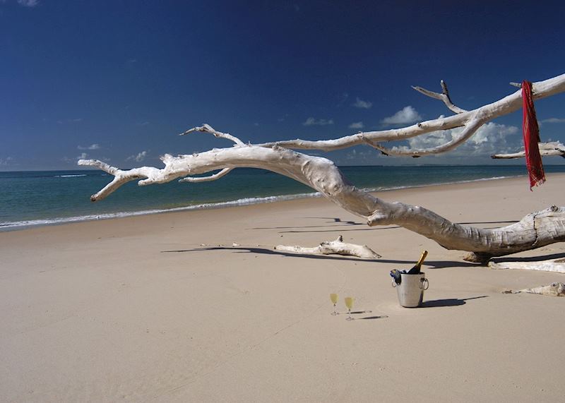 Drinks on one of Benguerra Island's deserted beaches