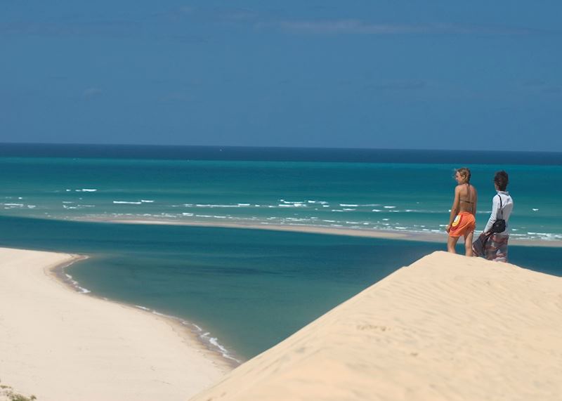 Climbing the dunes on Bazaruto Island