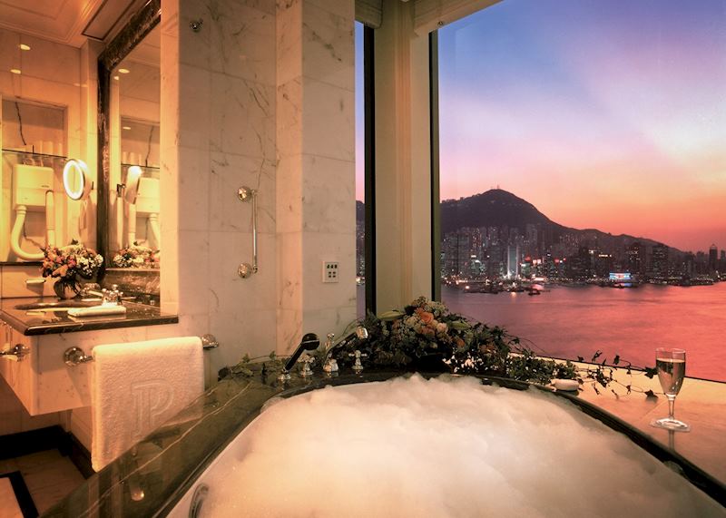 Bathroom view (select suites), Peninsula Hotel, Hong Kong