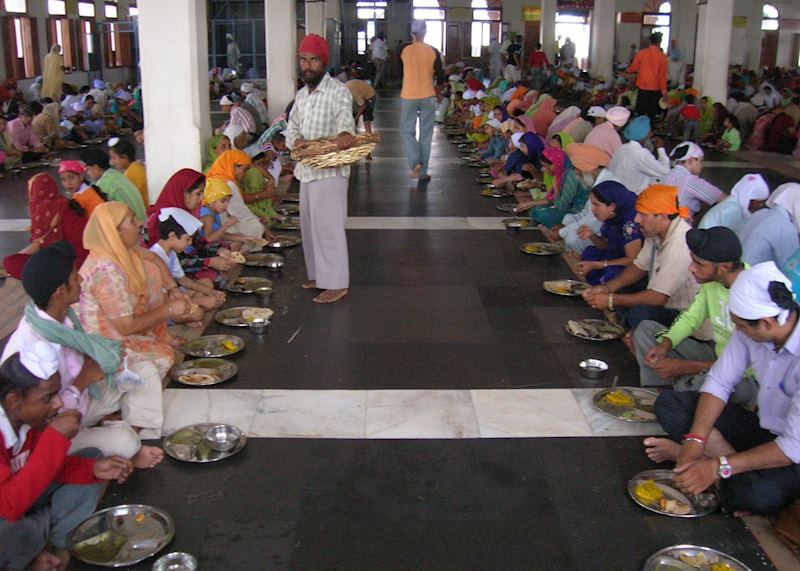 Dining at the Community Kitchen at Golden Temple, Amritsar